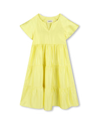 Robe longue à manches courtes - Jaune Tendre
