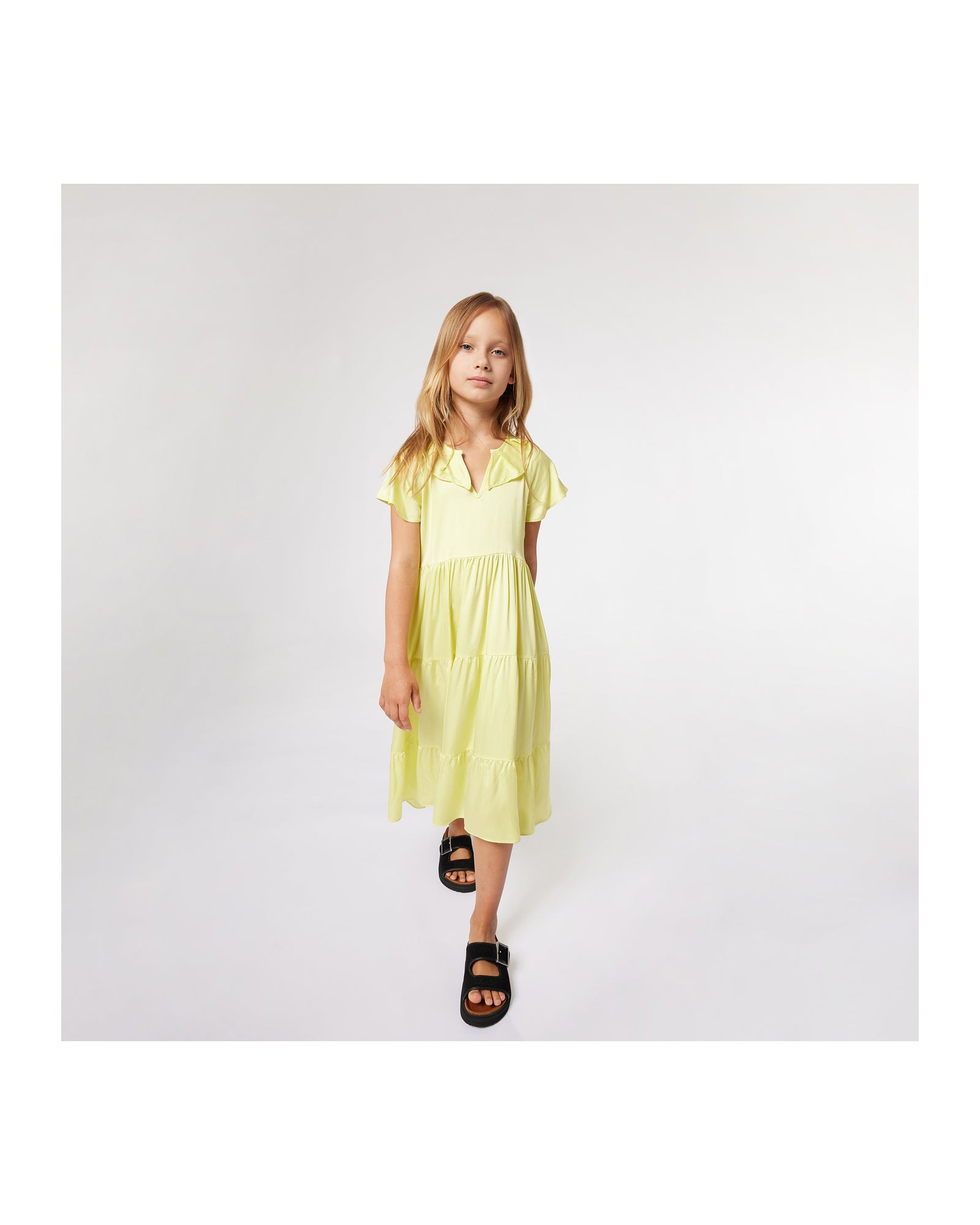 Robe longue à manches courtes - Jaune Tendre
