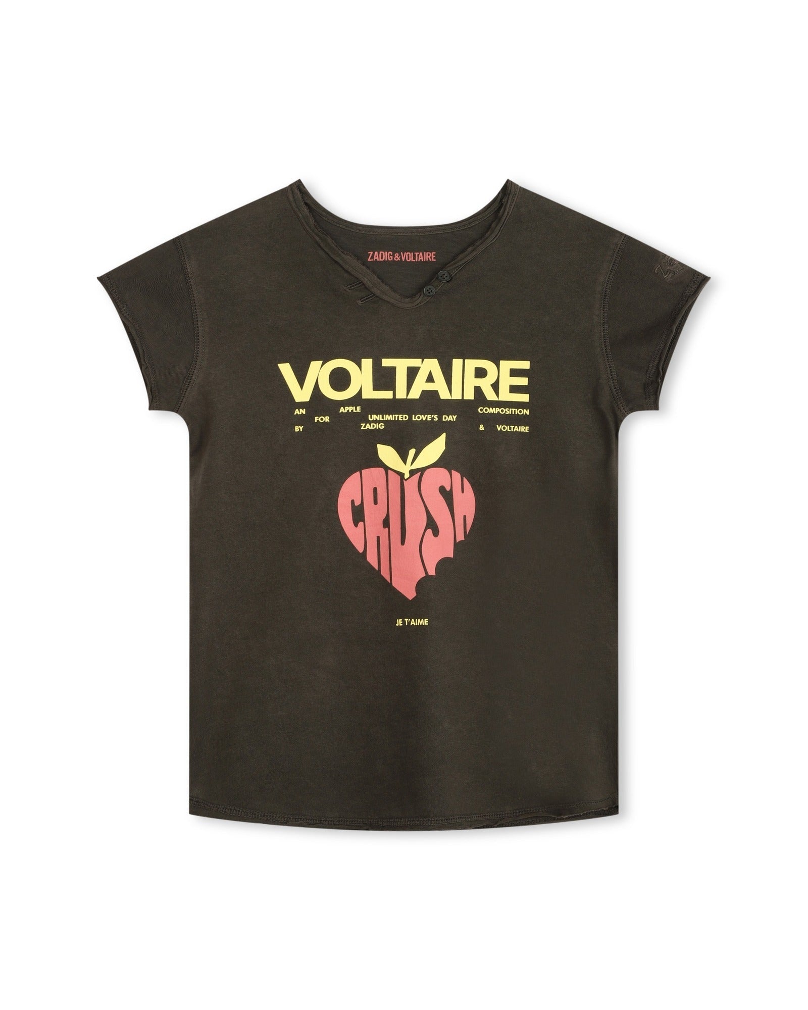 T-shirt avec broderie en coton - Dark Khaki