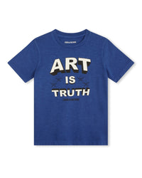 T-shirt avec illustration en coton - Bleu Klein