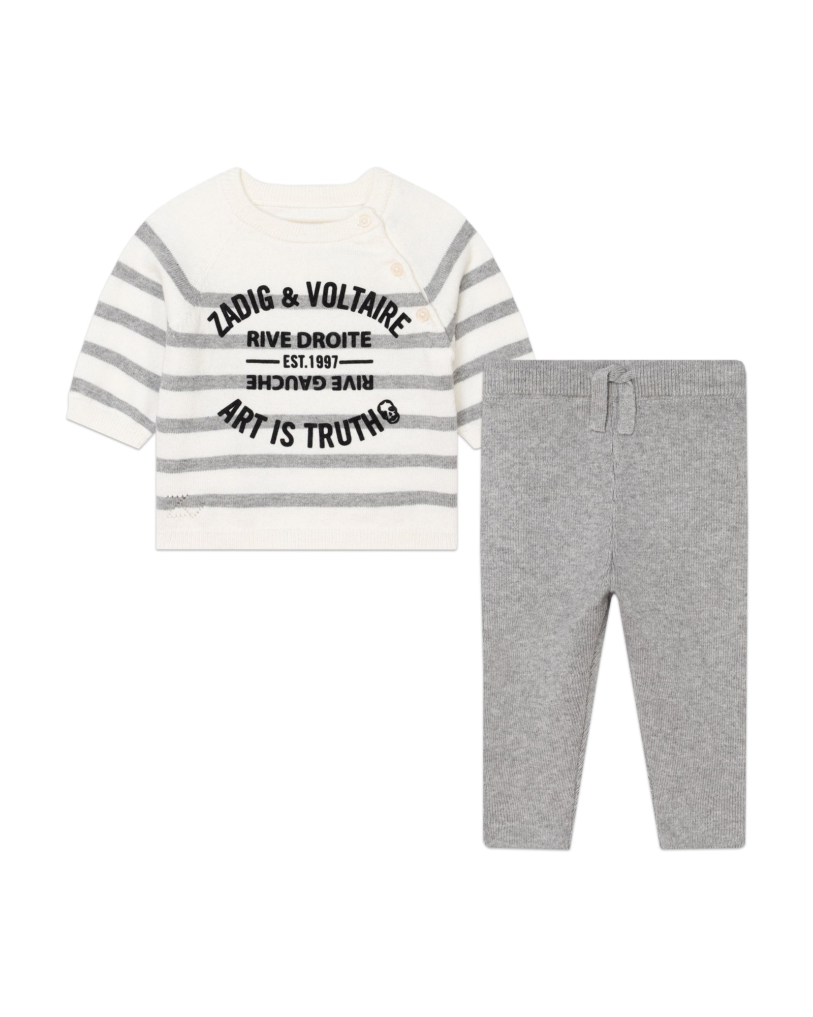 Ensemble pull et pantalon en tricot - Creme