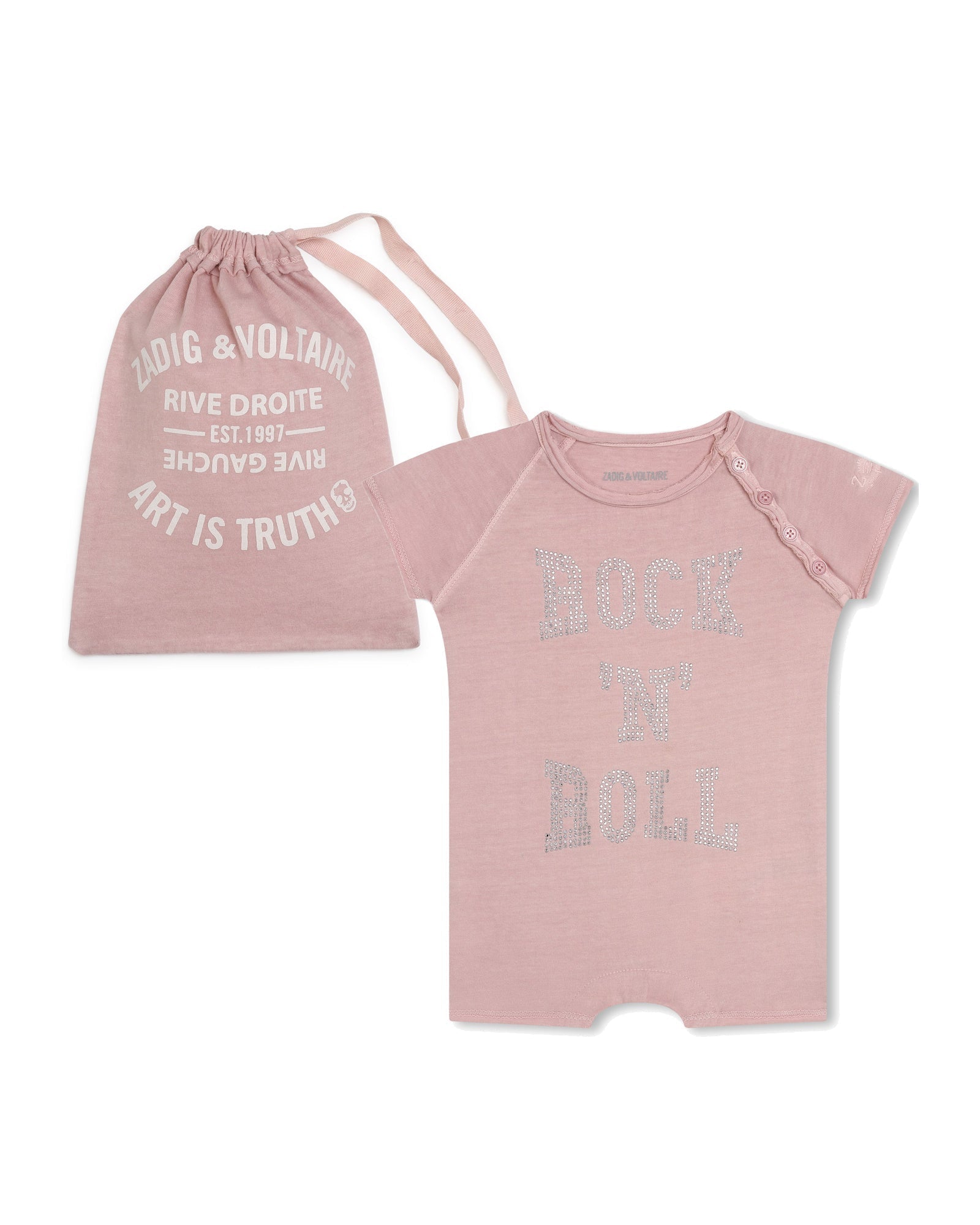 Cotton button fastening jumpsuit - Taupe Pink