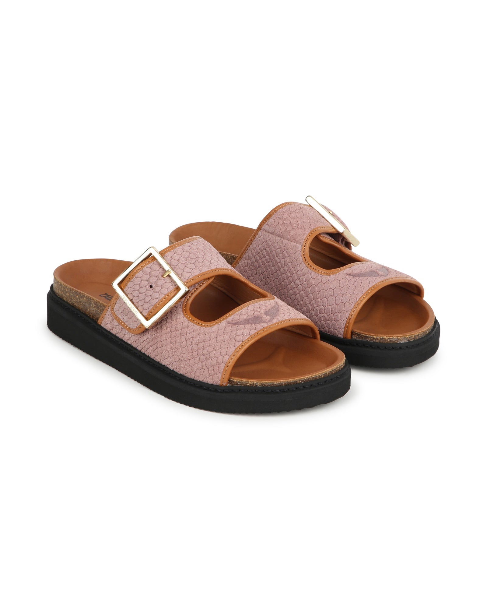 Sandales en croûte de velours - Taupe Pink