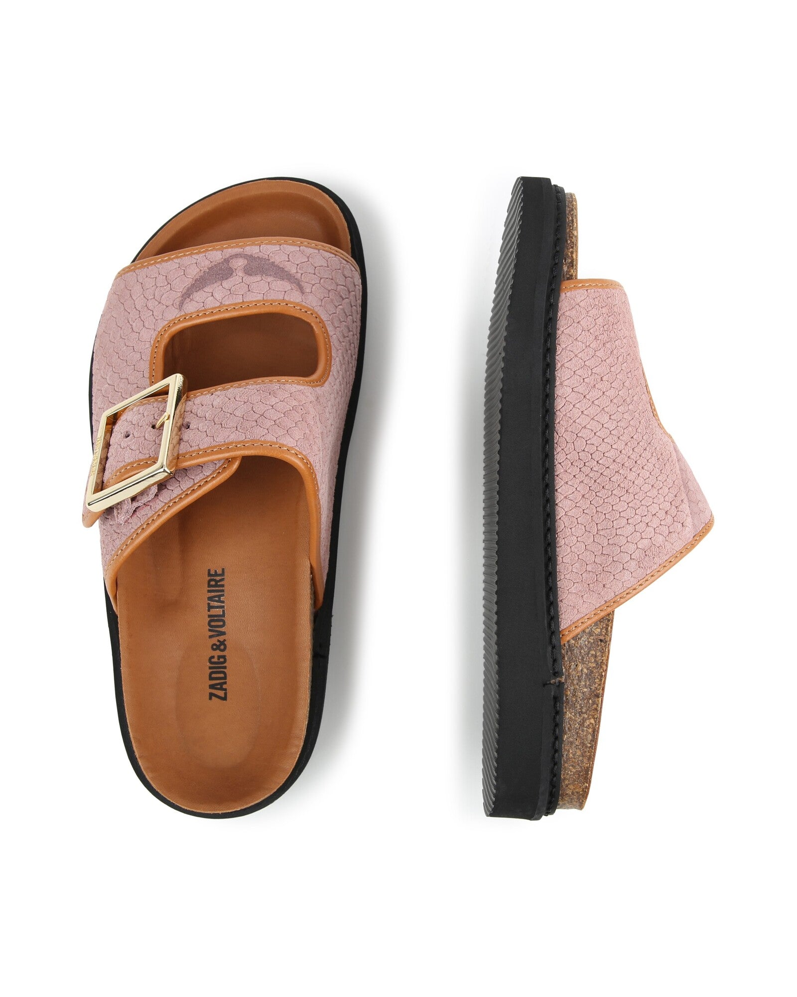 Sandales en croûte de velours - Taupe Pink