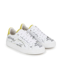 Low leather lace-up trainers - White