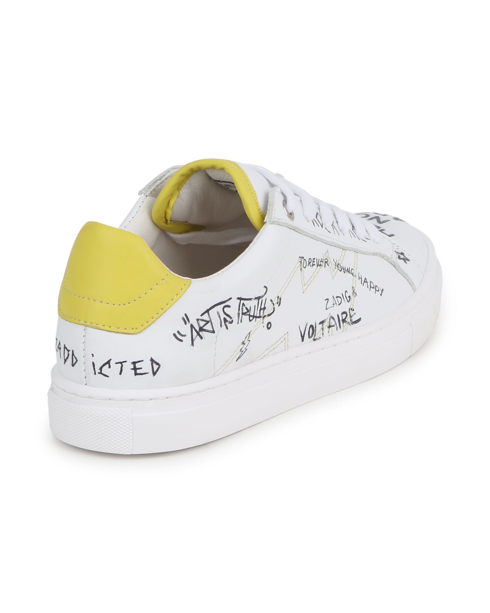 Low leather lace-up trainers - White