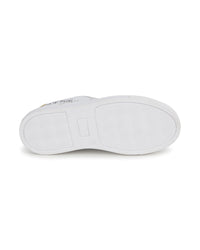 Low leather lace-up trainers - White