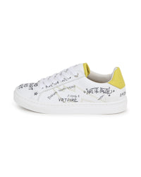 Low leather lace-up trainers - White
