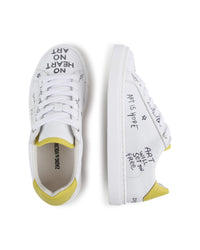 Low leather lace-up trainers - White