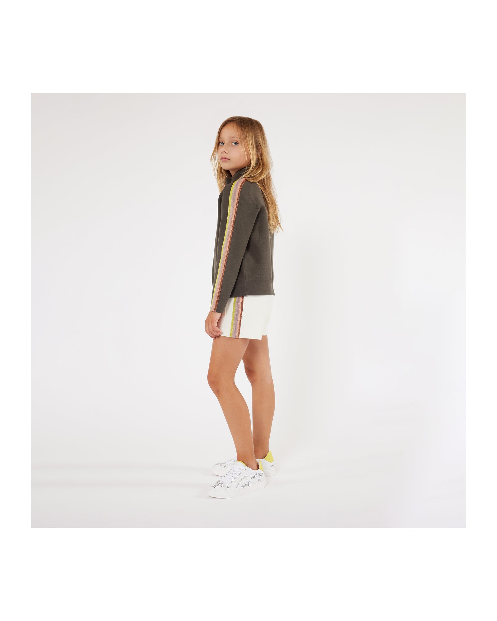 Low leather lace-up trainers - White