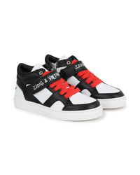 Baskets mi-montantes iconiques en cuir - Blanc Noir