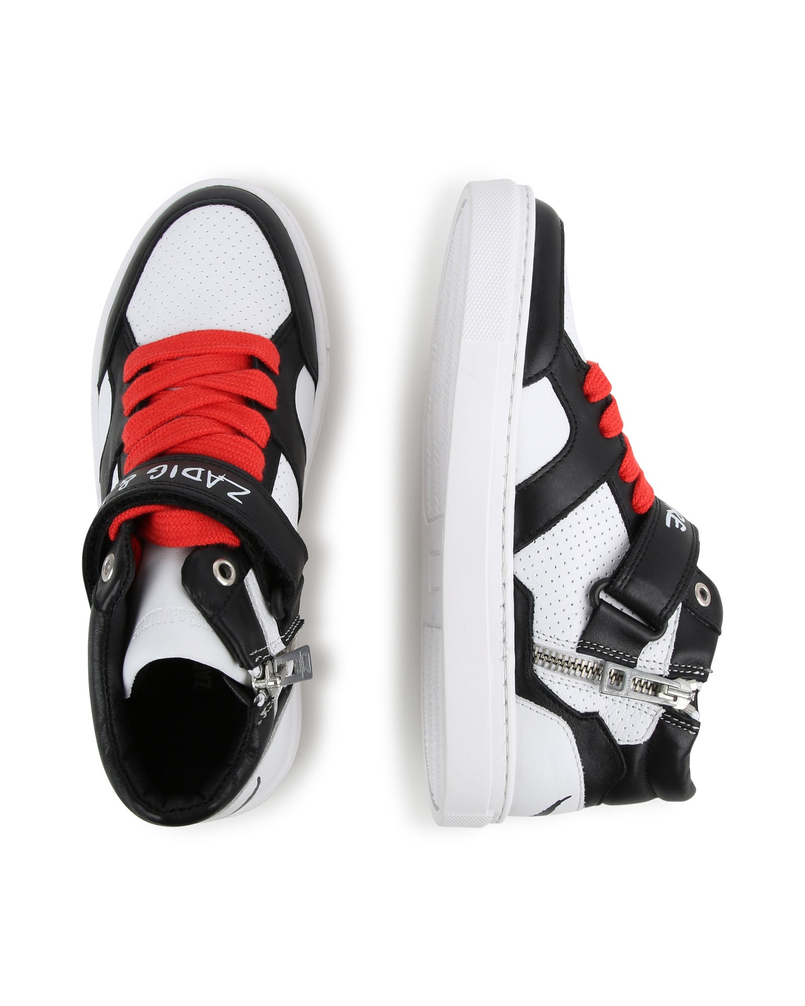 Baskets mi-montantes iconiques en cuir - Blanc Noir