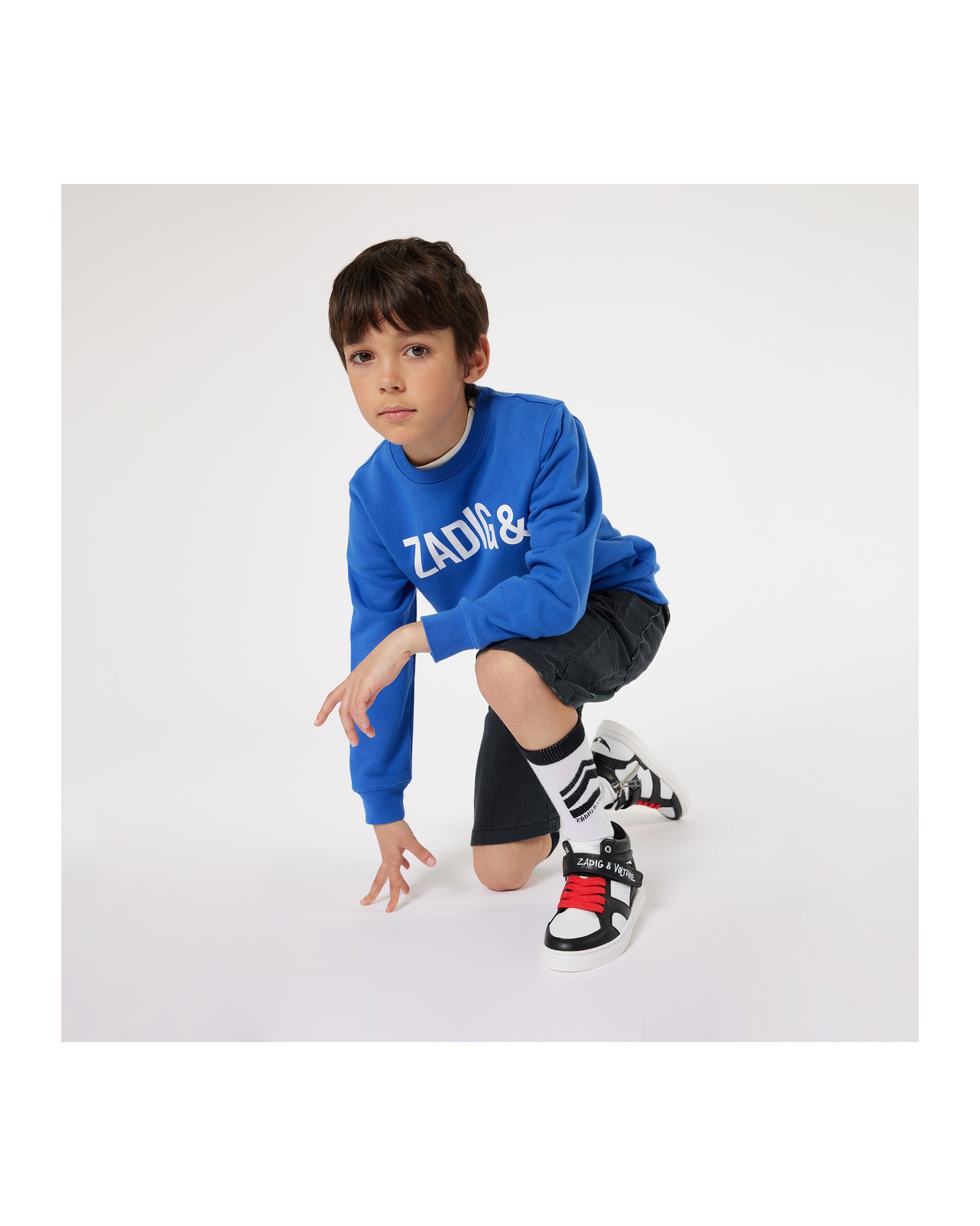 Baskets mi-montantes iconiques en cuir - Blanc Noir