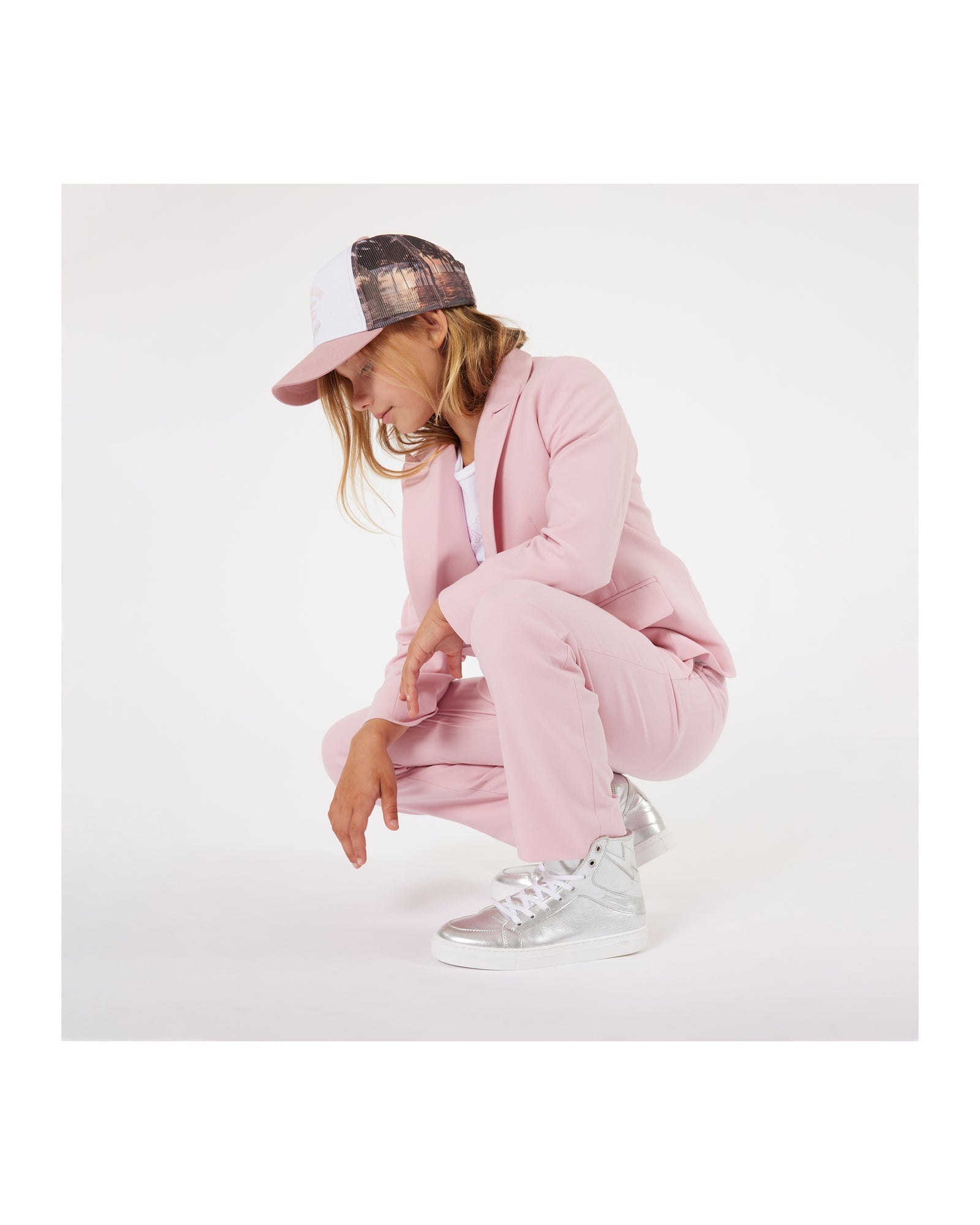 Pantalon tailleur à illustrations strass - Taupe Pink