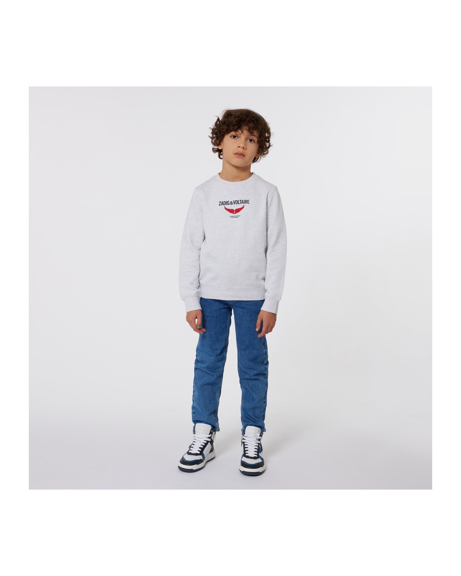 Sweatshirt à illustrations en molleton - Gris Clair