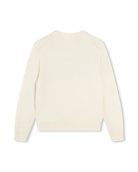 Pull jacquard intersia en laine - Écru Chiné