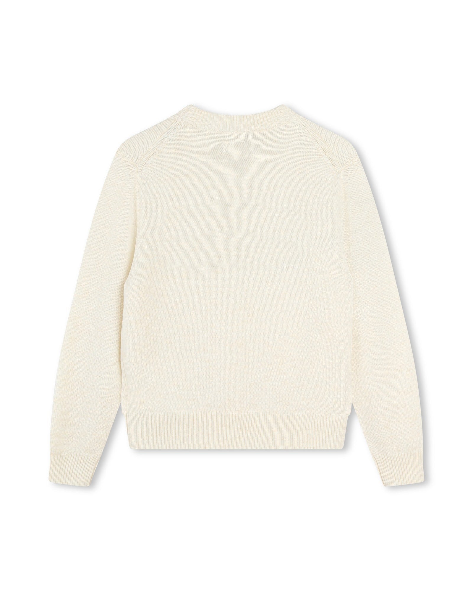 Pull jacquard intersia en laine - Écru Chiné