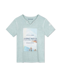 T-shirt à manches courtes à illustrations en coton - Aquamarine