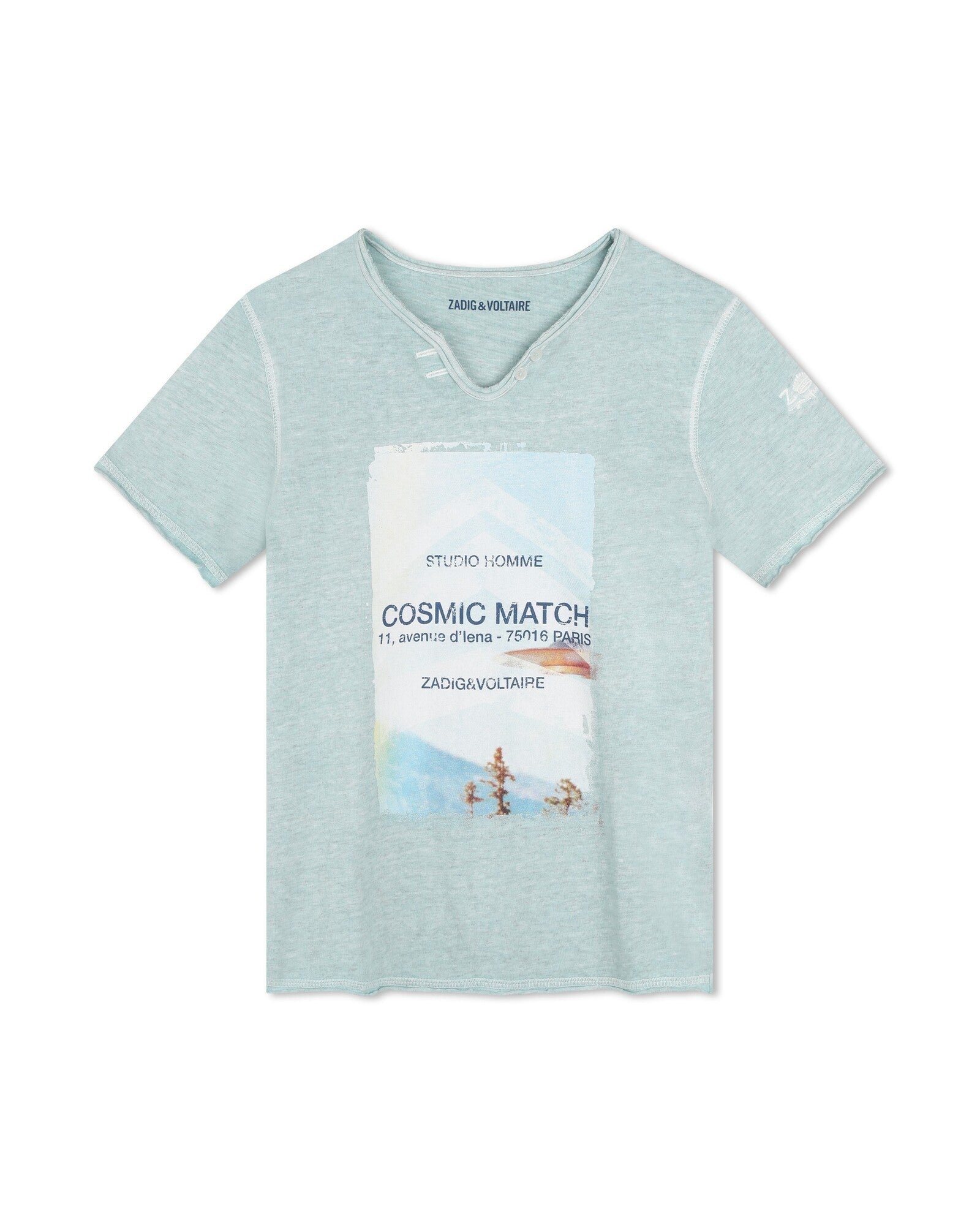 T-shirt à manches courtes à illustrations en coton - Aquamarine
