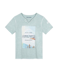 T-shirt à manches courtes à illustrations en coton - Aquamarine