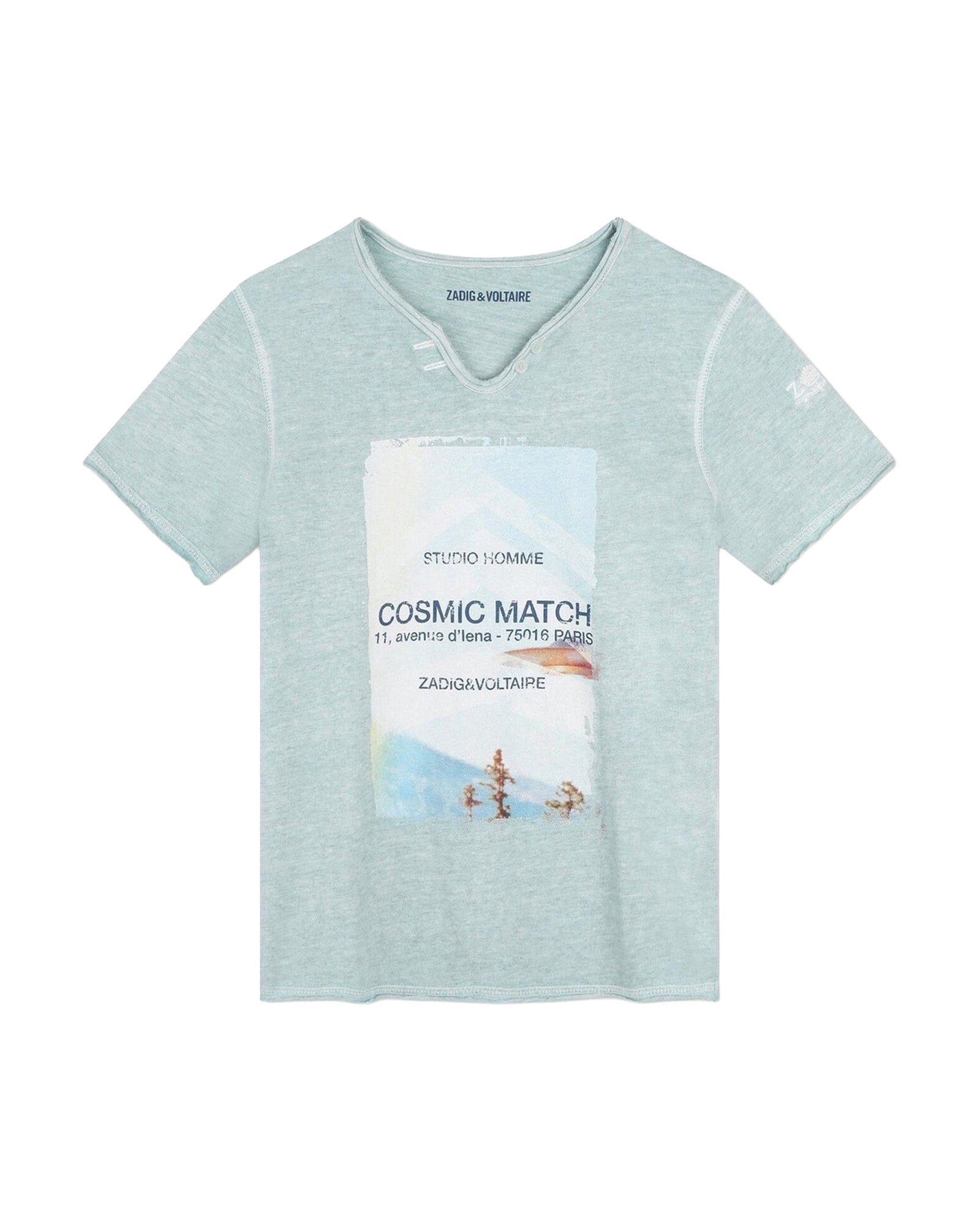 T-shirt à manches courtes à illustrations en coton - Aquamarine