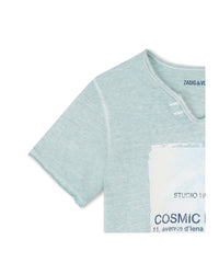 T-shirt à manches courtes à illustrations en coton - Aquamarine