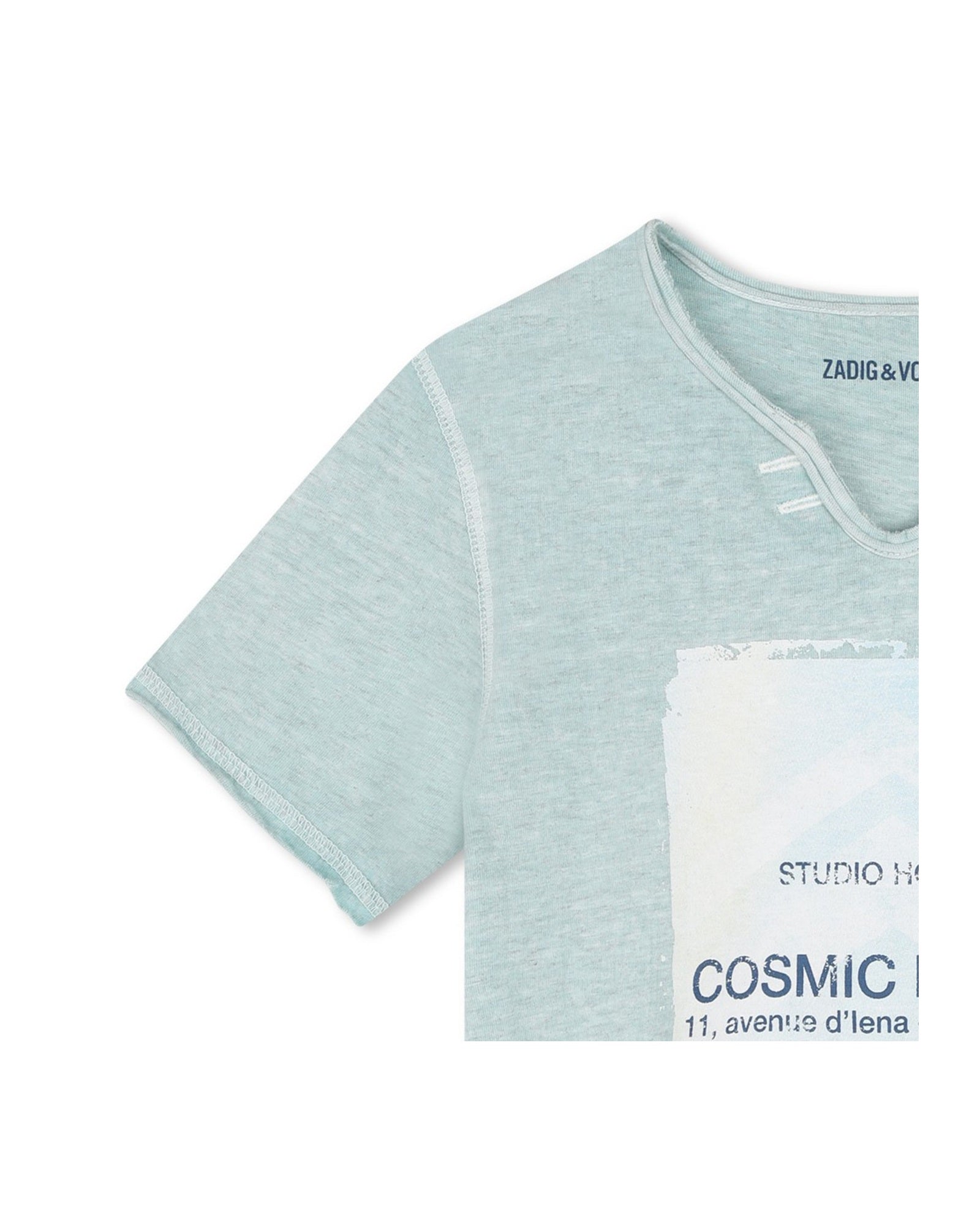 T-shirt à manches courtes à illustrations en coton - Aquamarine