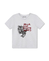 T-shirt à manches courtes à illustrations en coton - Gris Clair