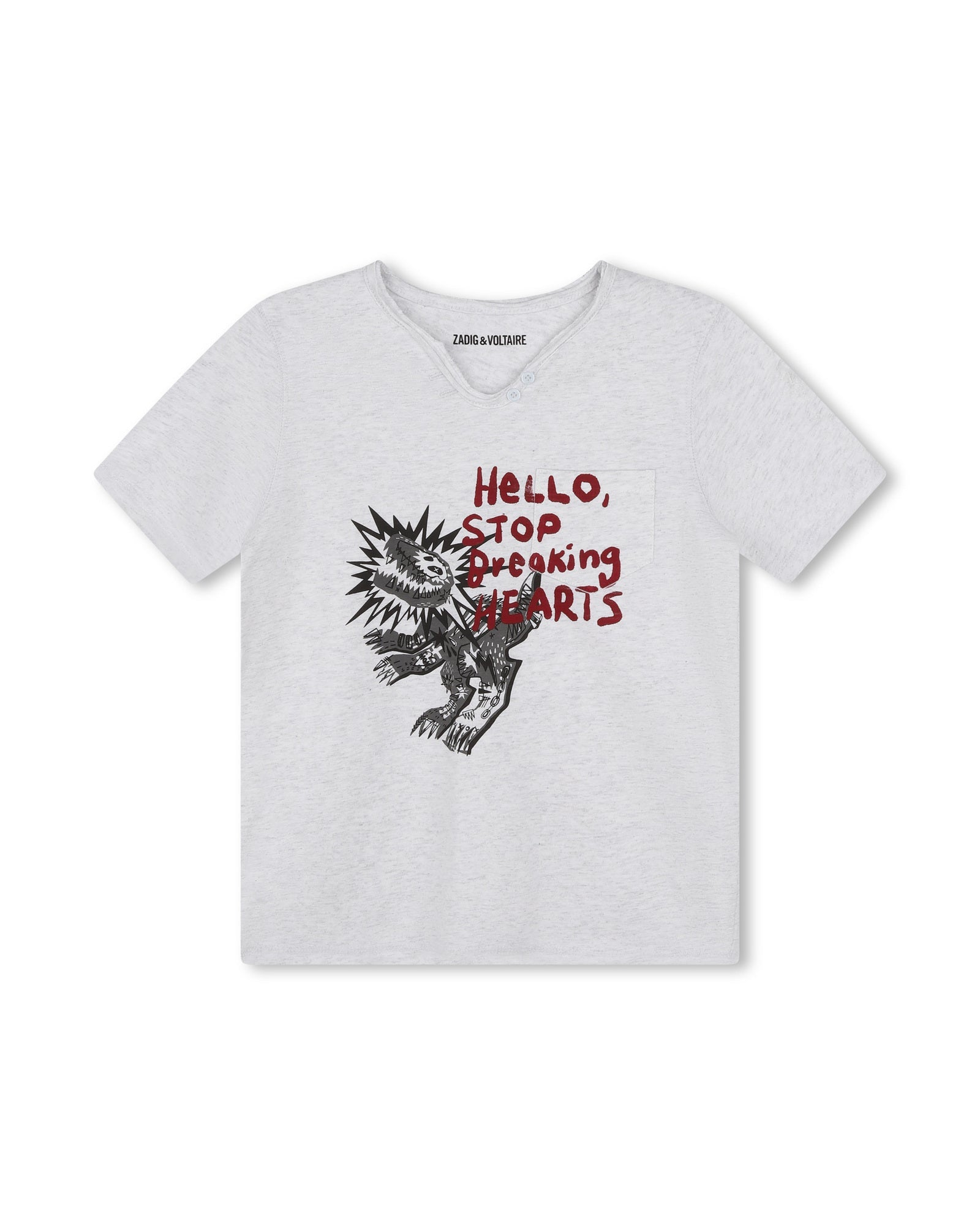 T-shirt à manches courtes à illustrations en coton - Gris Clair