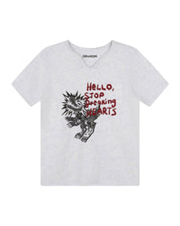 T-shirt à manches courtes à illustrations en coton - Gris Clair