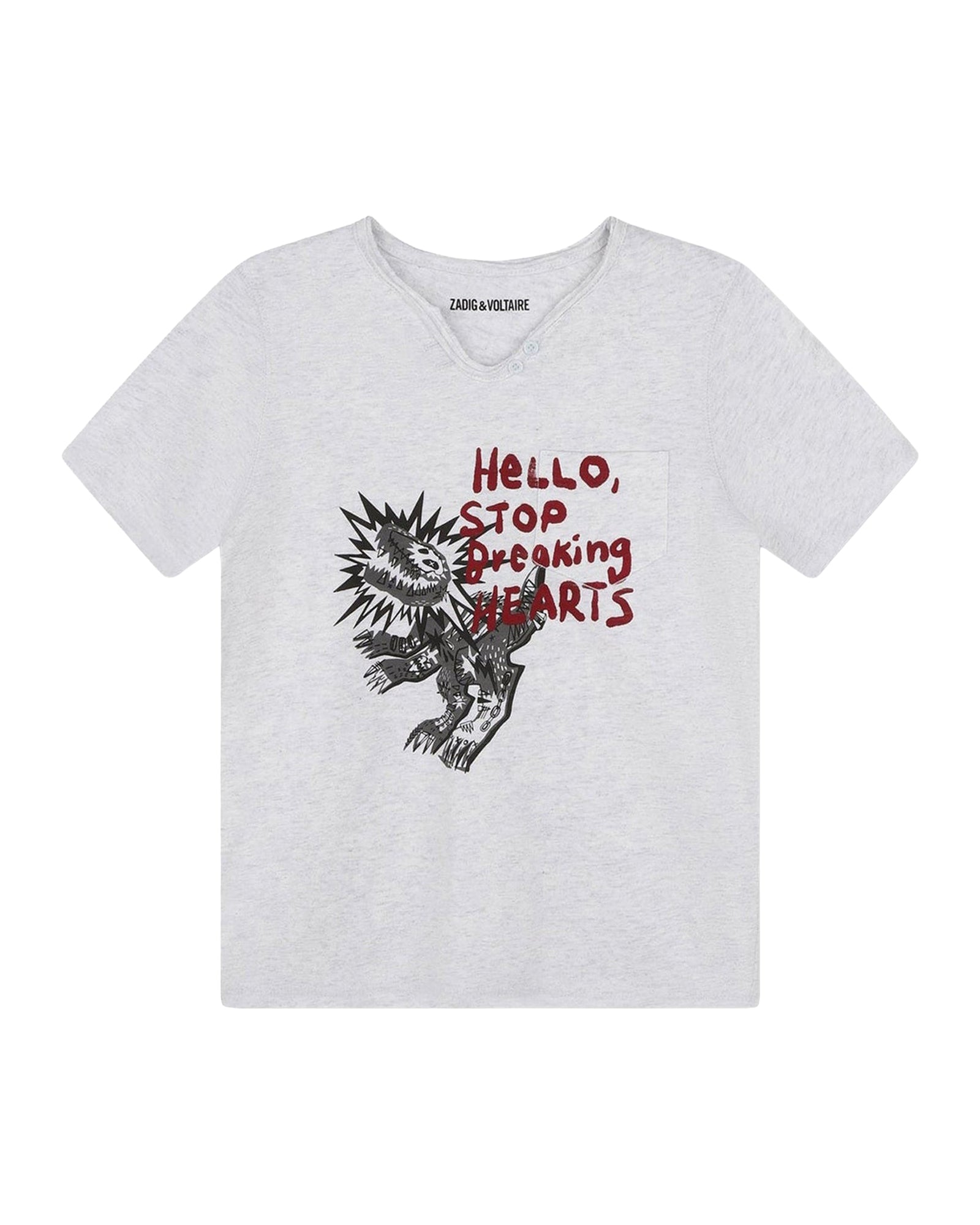 T-shirt à manches courtes à illustrations en coton - Gris Clair