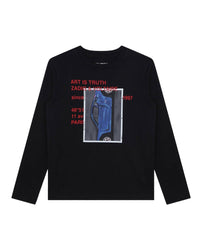 Cotton T-shirt with illustrations - Black
