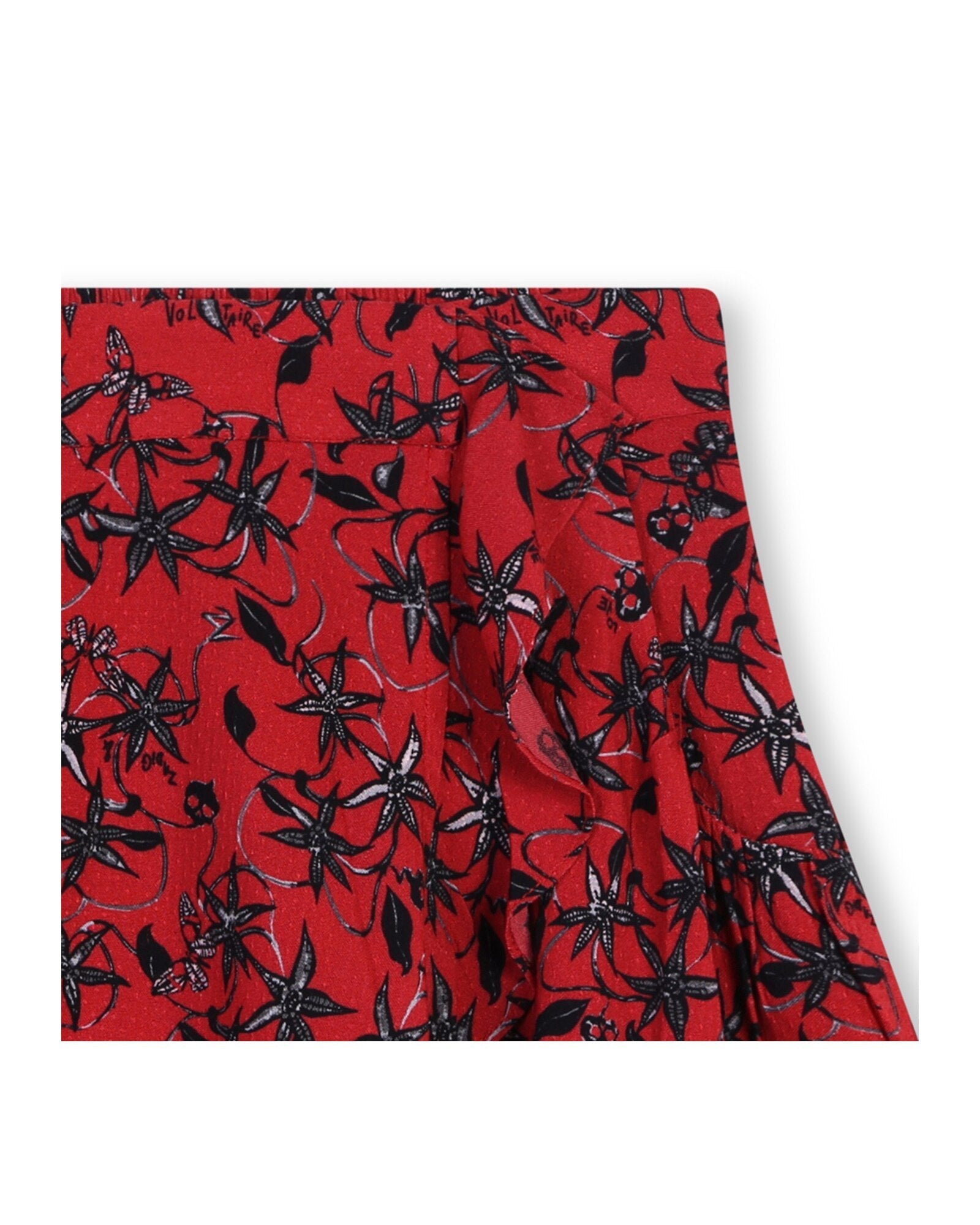 Jupe portefeuille à volants - New Red