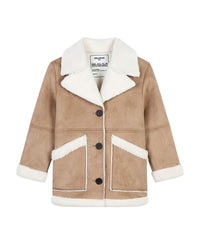 Manteau en peau lainée - Marron & Écru