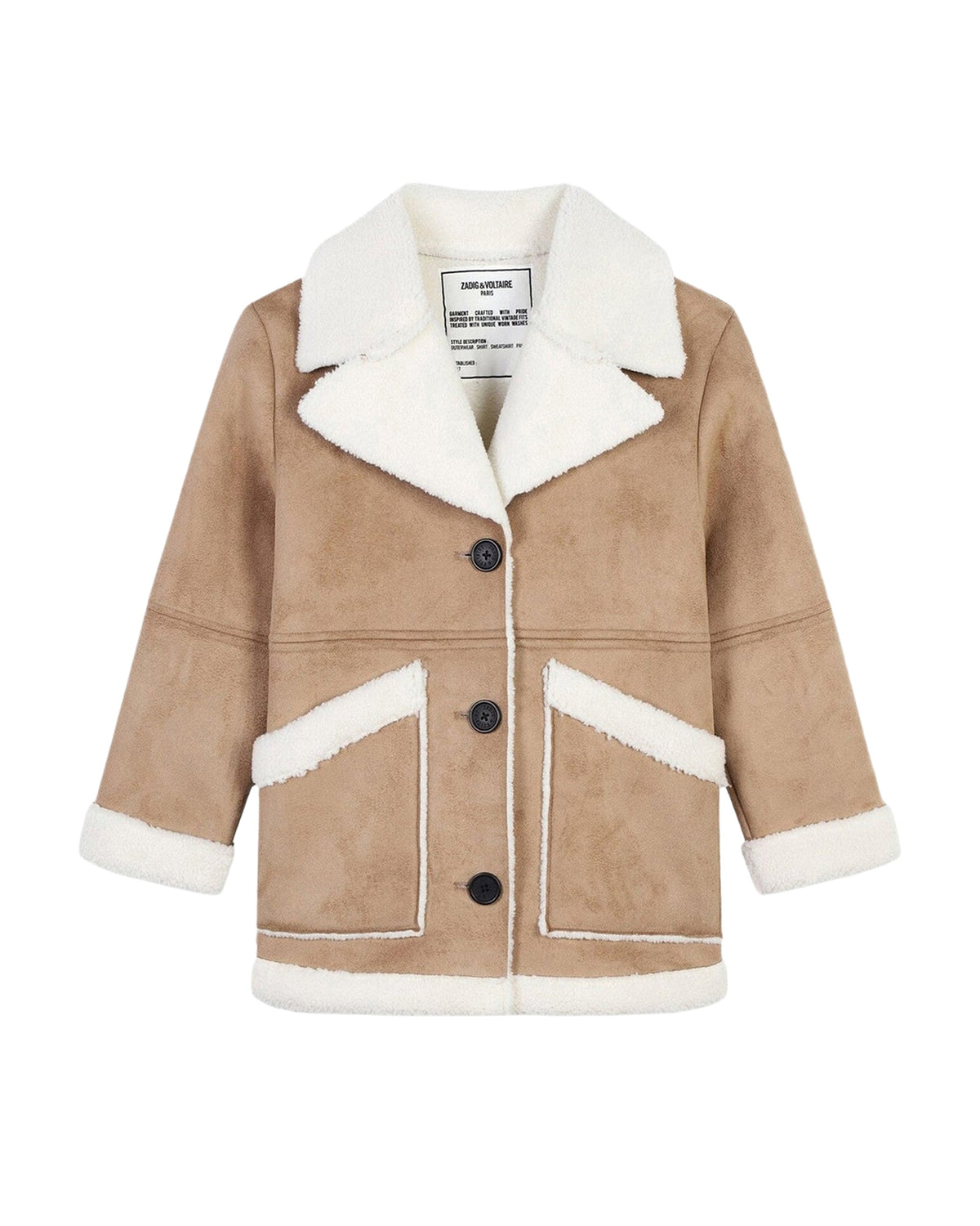 Manteau en peau lainée - Marron & Écru