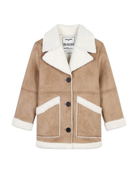 Manteau en peau lainée - Marron Ecru