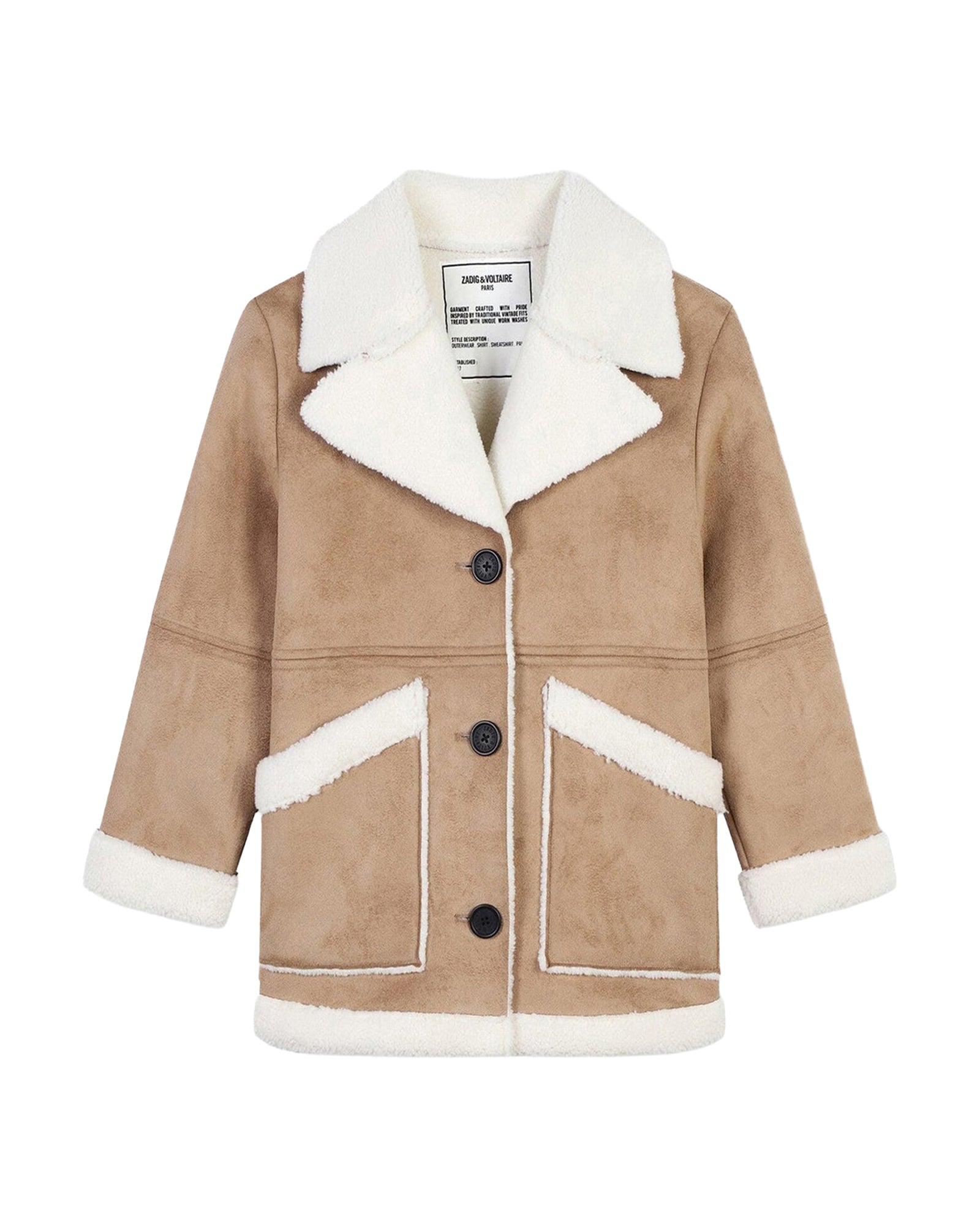 Manteau en peau lainée - Marron Ecru