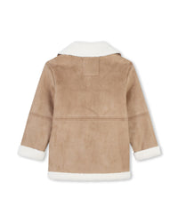 Manteau en peau lainée - Marron & Écru