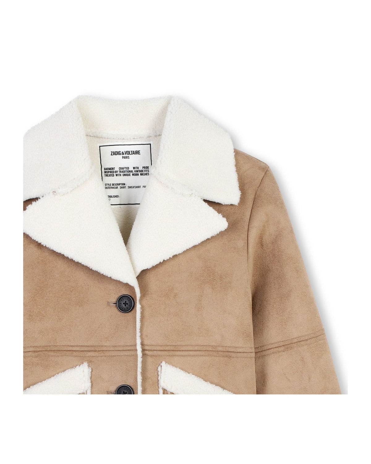 Manteau en peau lainée - Marron & Écru