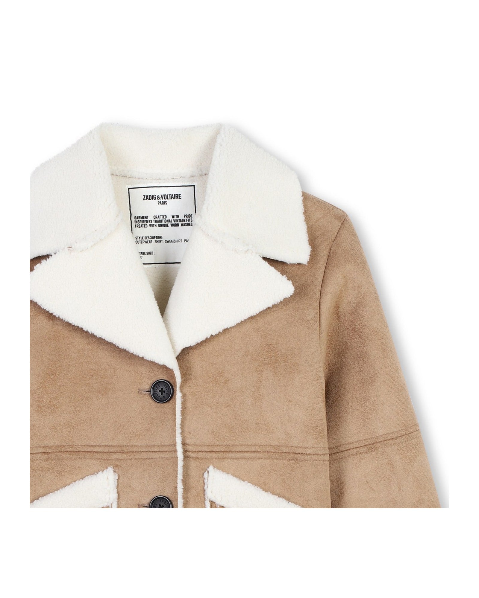 Manteau en peau lainée - Marron Ecru