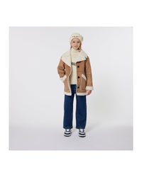 Manteau en peau lainée - Marron & Écru