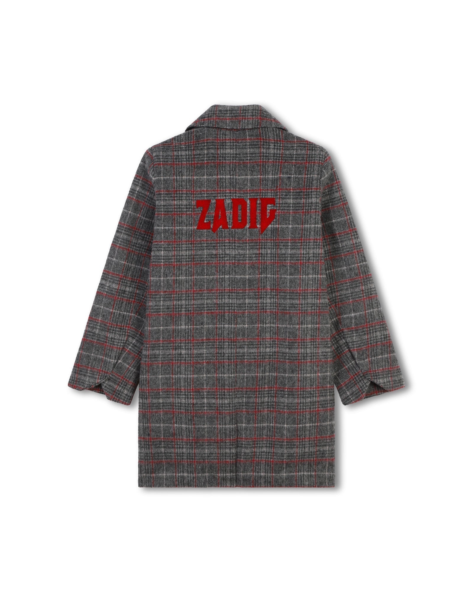Manteau à motif à carreaux en laine - Gris Chiné
