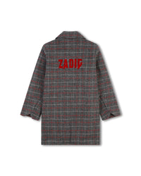Manteau à motif à carreaux en laine - Gris Chiné
