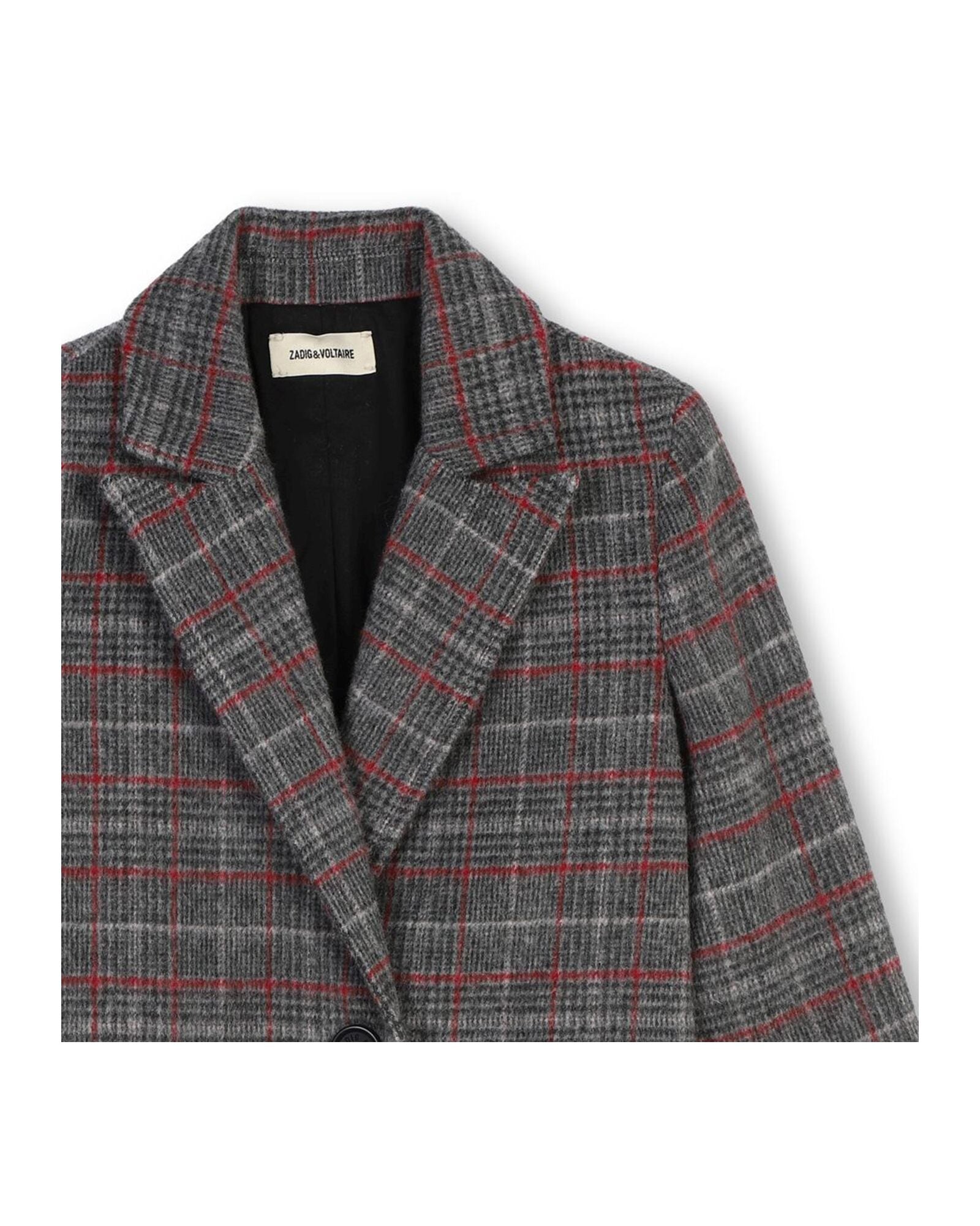 Manteau à motif à carreaux en laine - Gris Chiné