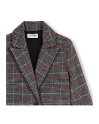 Manteau à motif à carreaux en laine - Gris Chiné