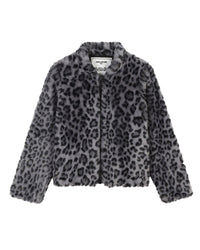 Leopard print fleece coat - Black
