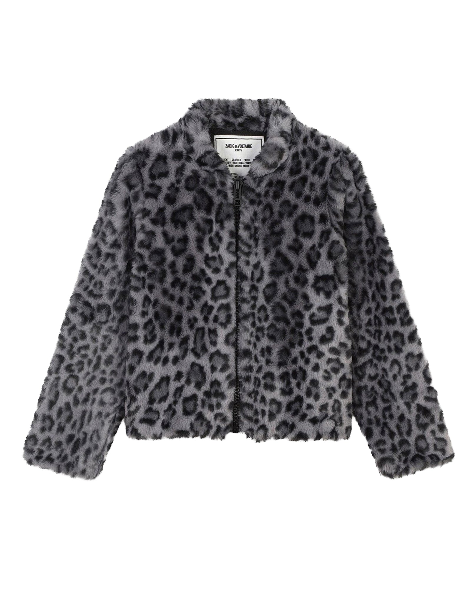 Leopard print fleece coat - Black