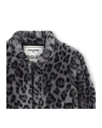 Leopard print fleece coat - Black