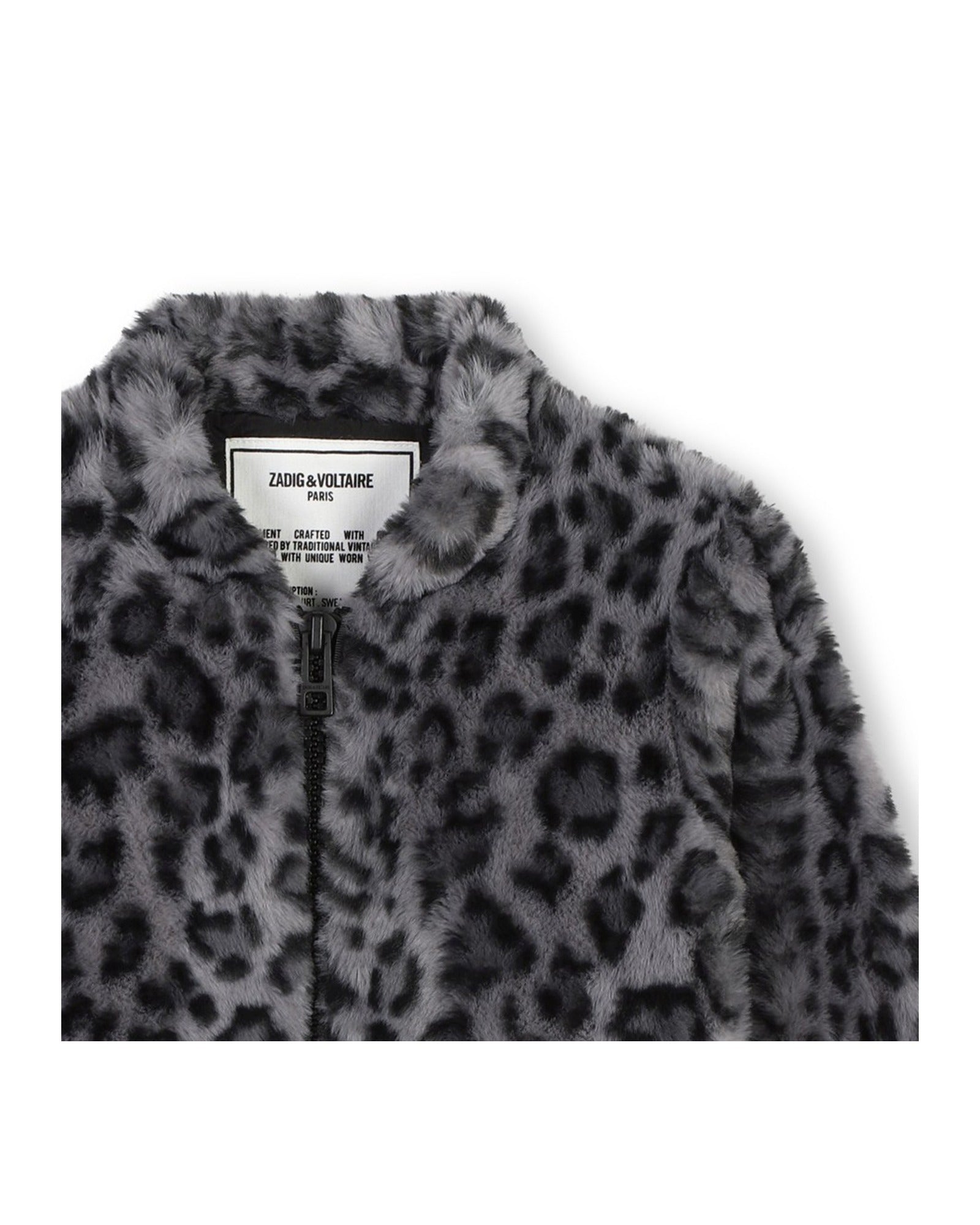 Leopard print fleece coat - Black