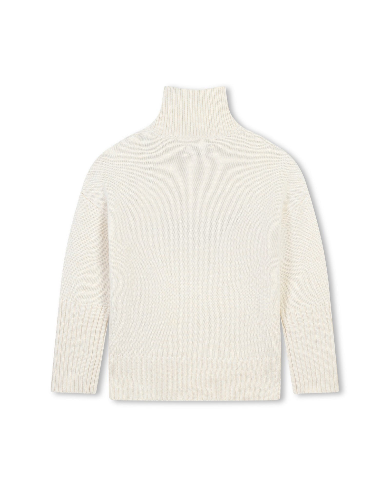 Pull col montant en laine - Écru Chiné